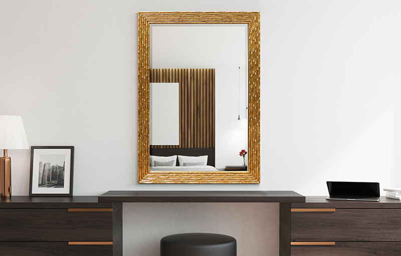 gold bamboo wall mirror frame