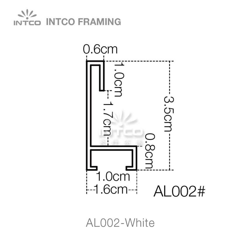 #Al002 5/8 Inch white contemporary aluminum picture frame moulding profiles