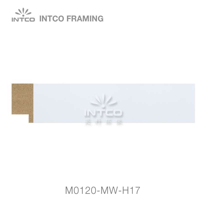 M0120-MW-H17 1-1/4 Inch white MDF picture frame moulding