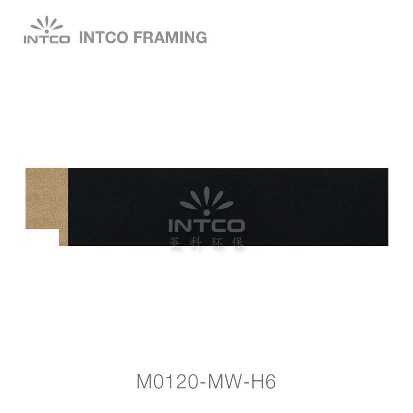 M0120-MW-H6 MDF black picture frame moulding swatch sample
