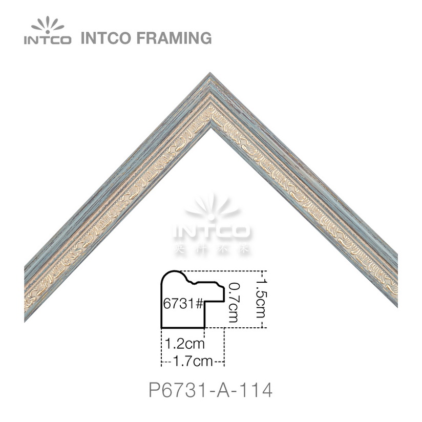 P6731-A-114 PS patina photo frame moulding corner sample