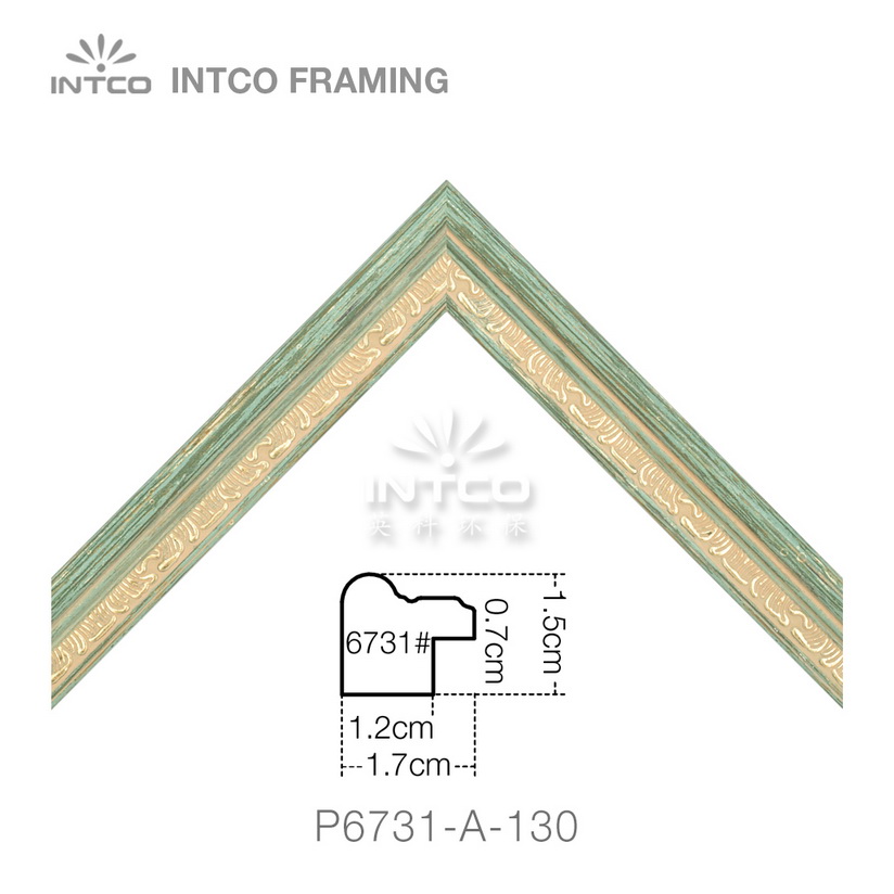 P6731-A-130 PS patina photo frame moulding corner sample