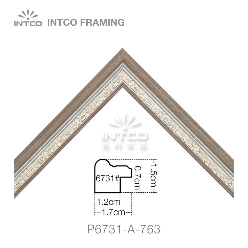 P6731-A-763 PS patina photo frame moulding corner sample