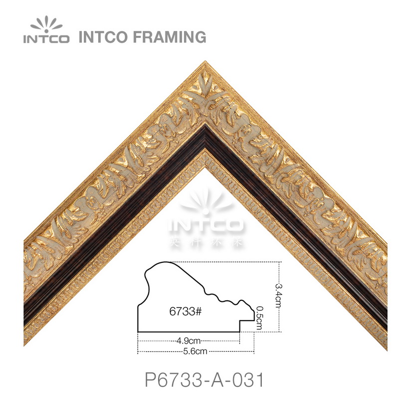 P6733-A-031 PS patina picture frame moulding corner sample