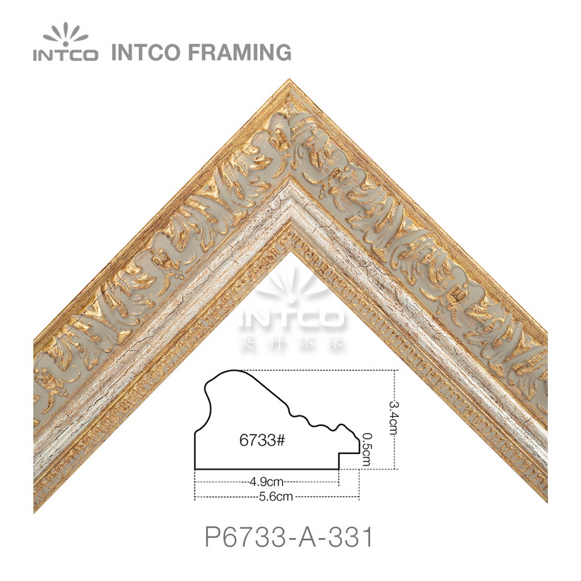 P6733-A-331 PS patina picture frame moulding corner sample