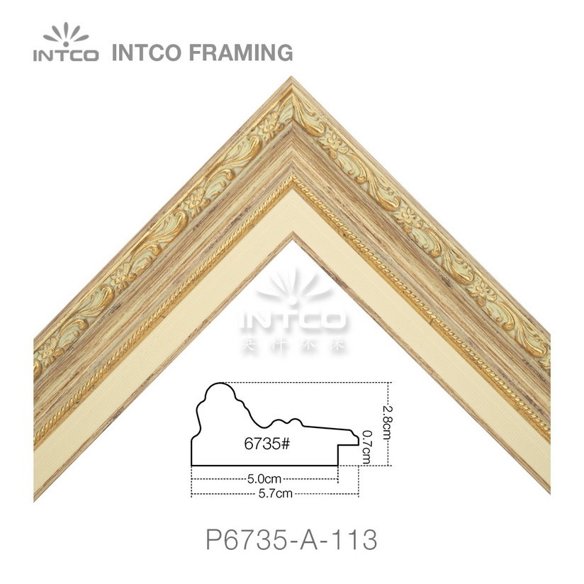 P6735-A-113 PS patina picture frame moulding corner sample