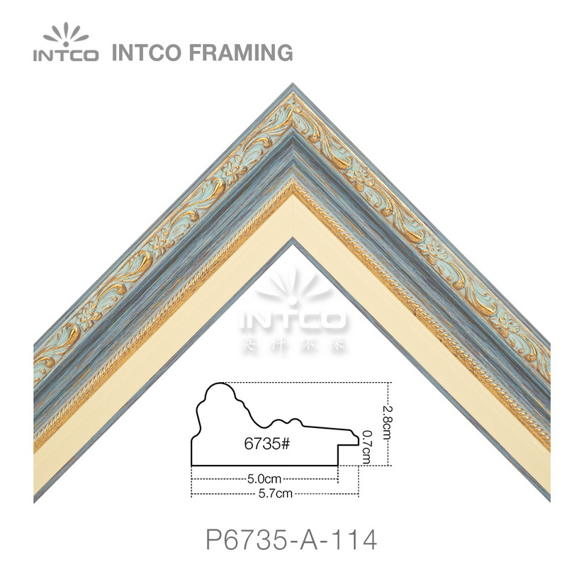 P6735-A-114 PS patina picture frame moulding corner sample