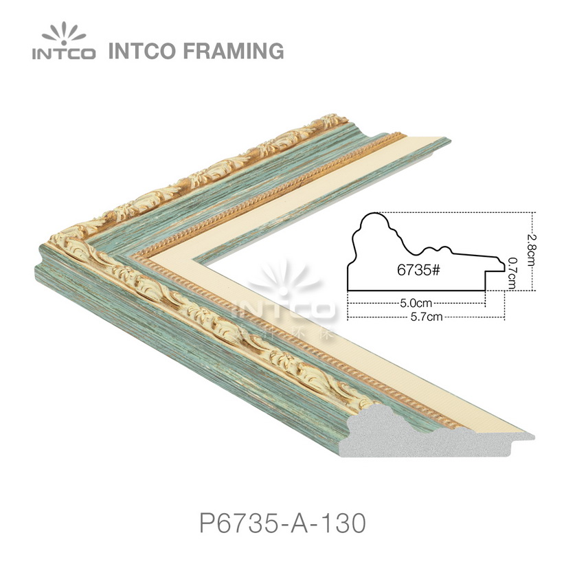 P6735-A-130 PS patina picture frame moulding drawing