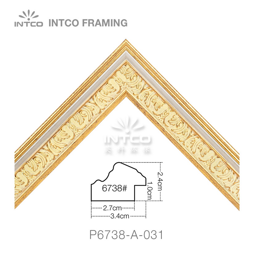 P6738-A-031 PS patina picture frame moulding corner sample