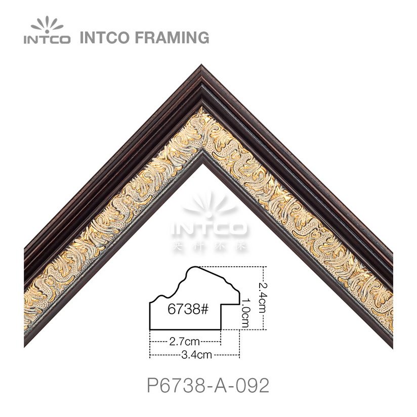 P6738-A-092 PS patina picture frame moulding corner sample