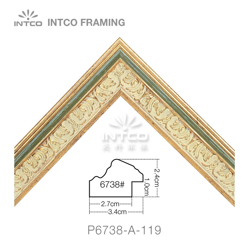 P6738-A-119 PS patina picture frame moulding corner sample
