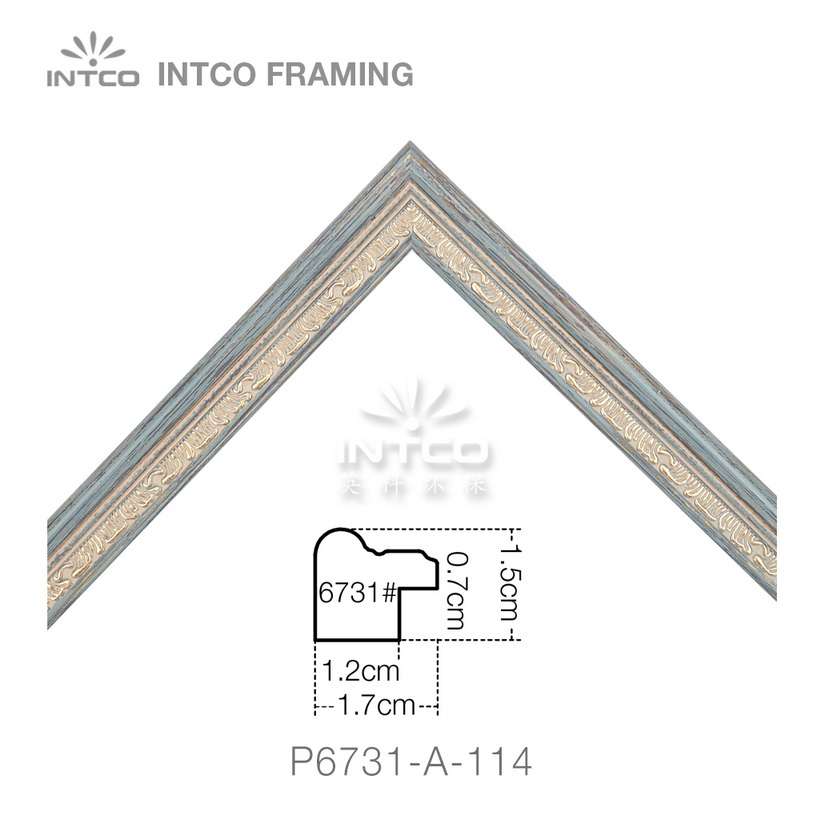 P6731-A-114 PS patina photo frame moulding corner sample