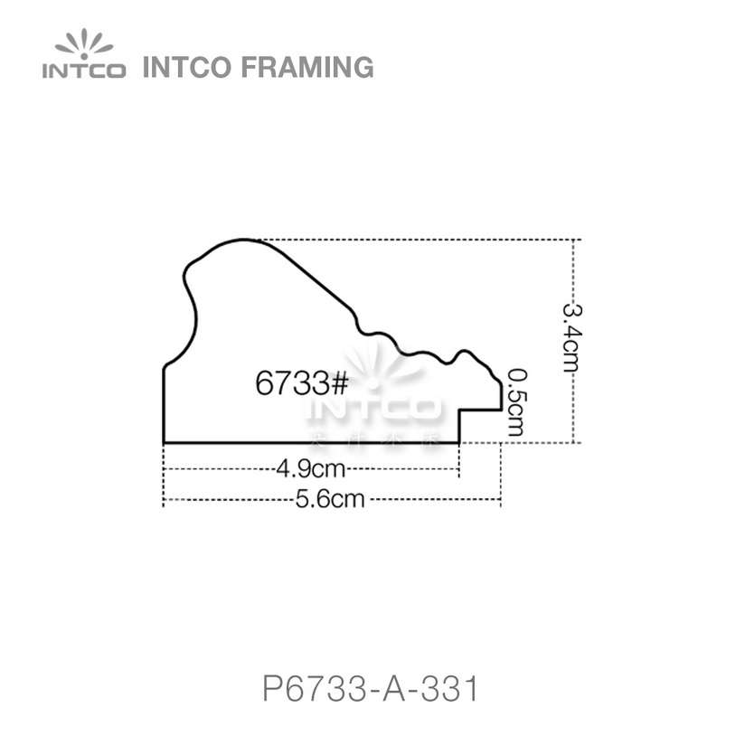 P6733 series PS patina picture frame moulding profile