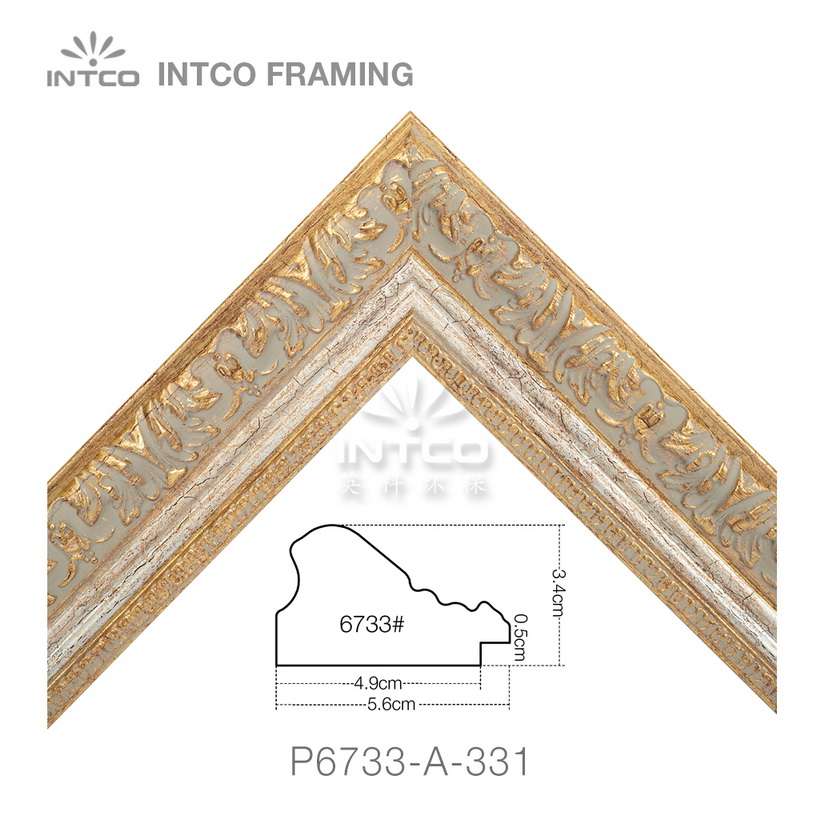 P6733-A-331 PS patina picture frame moulding corner sample