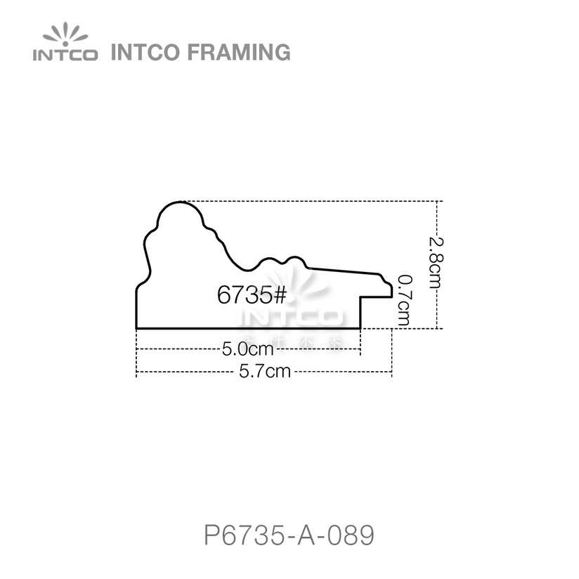 P6735 series PS patina picture frame moulding profile