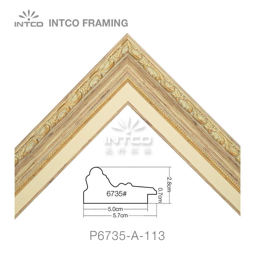 P6735-A-113 PS patina picture frame moulding corner sample