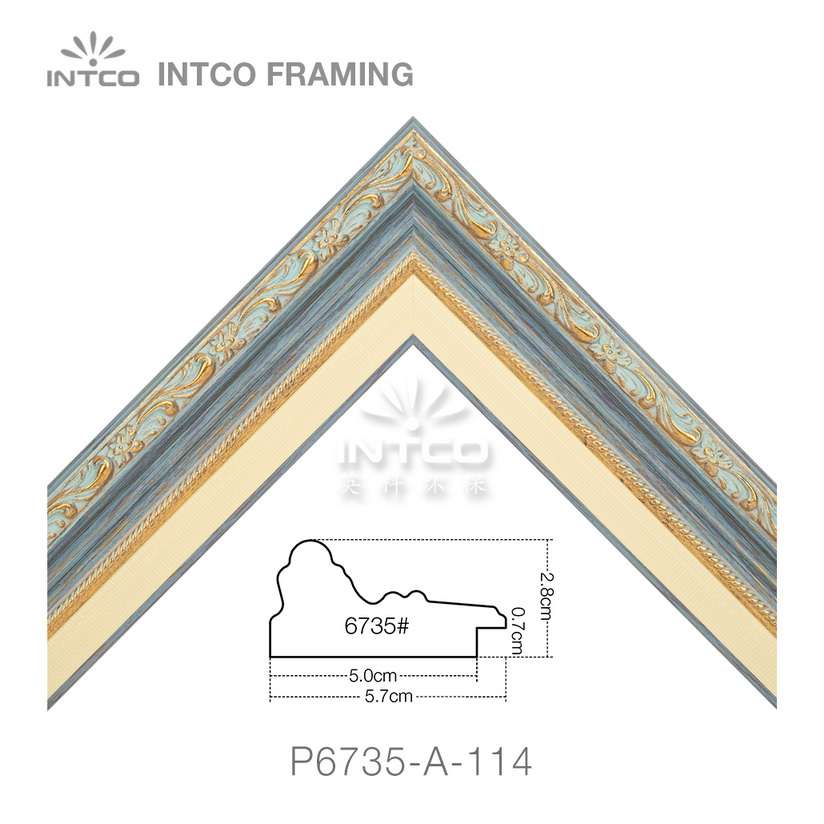 P6735-A-114 PS patina picture frame moulding corner sample