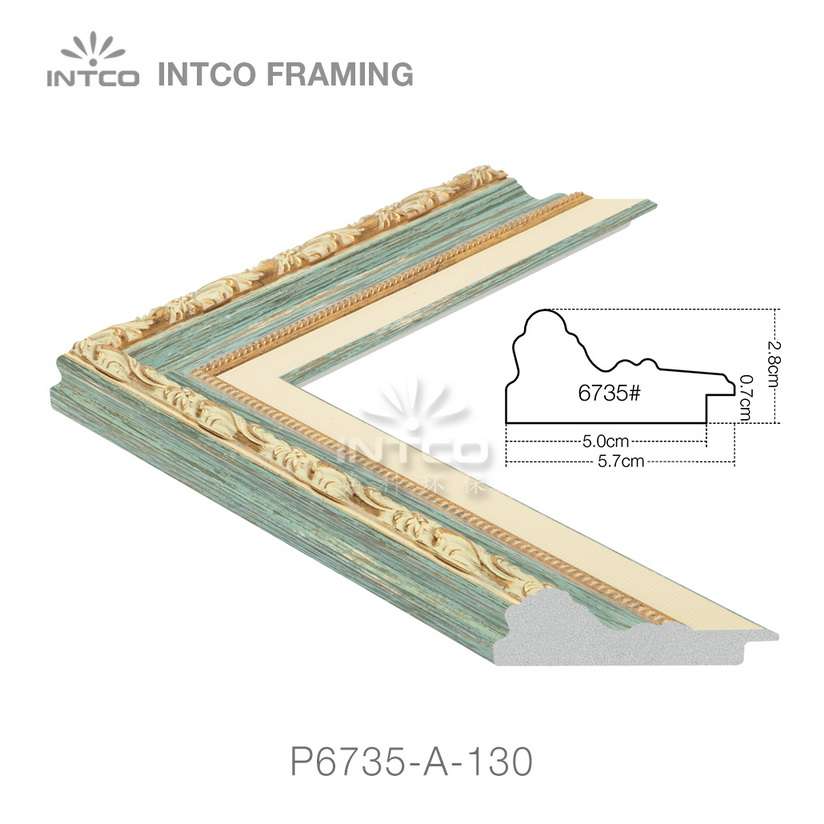 P6735-A-130 PS patina picture frame moulding drawing