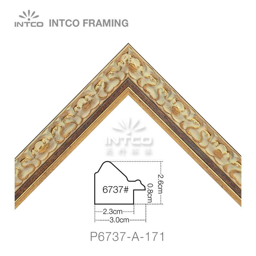 P6737-A-171 PS patina picture frame moulding corner sample