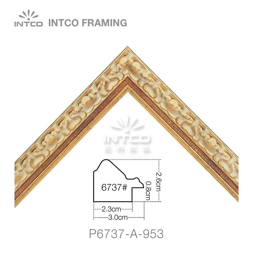 P6737-A-953 PS patina picture frame moulding corner sample