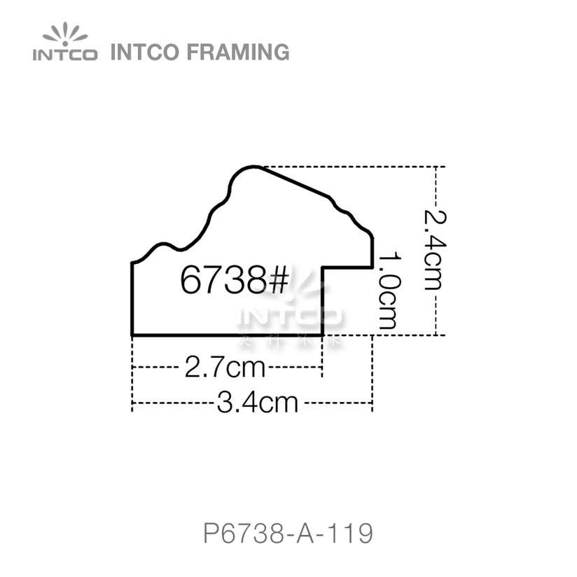 P6738 series PS patina picture frame moulding profile