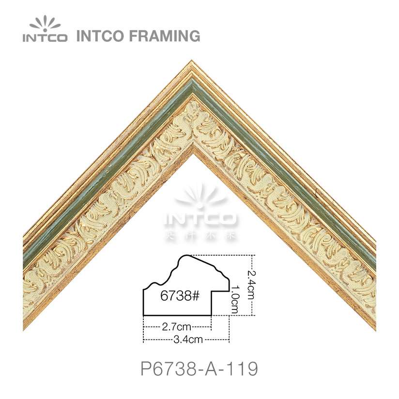 P6738-A-119 PS patina picture frame moulding corner sample