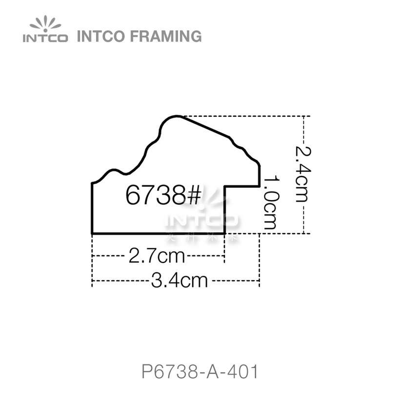 P6738 series PS patina picture frame moulding profile