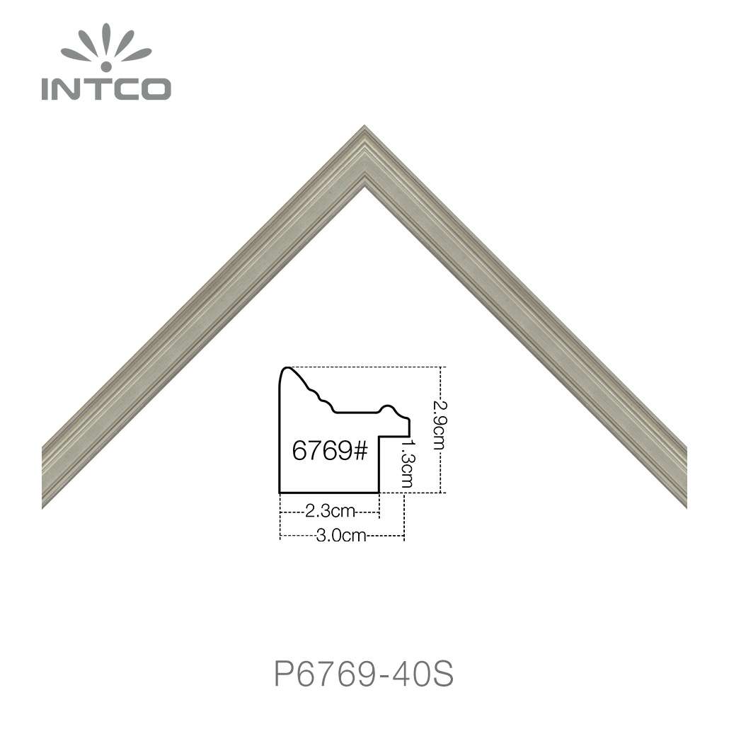 Silver Picture Frame Moulding P676940S 1 3/16"W Modern Picture