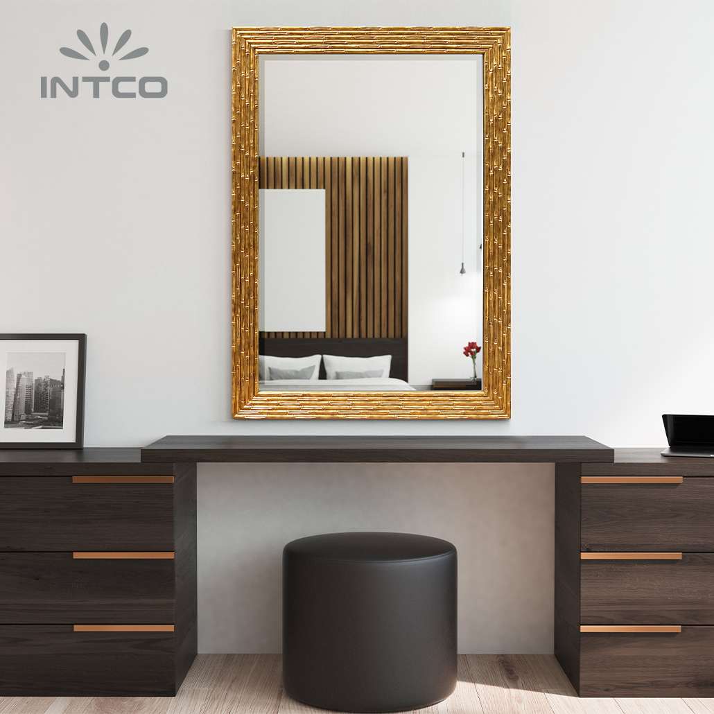 Intco gold bamboo wall mirror ideas for home improvement